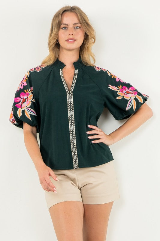 Hunter Embroidered Corduroy Top