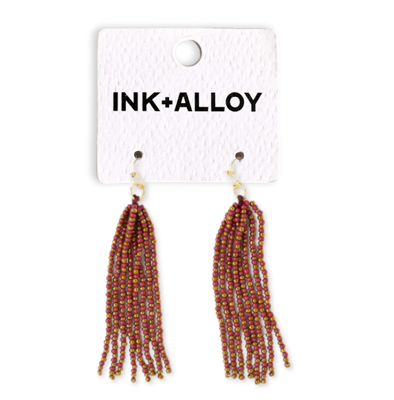 Game Day Tassel Seed Bead Earrings