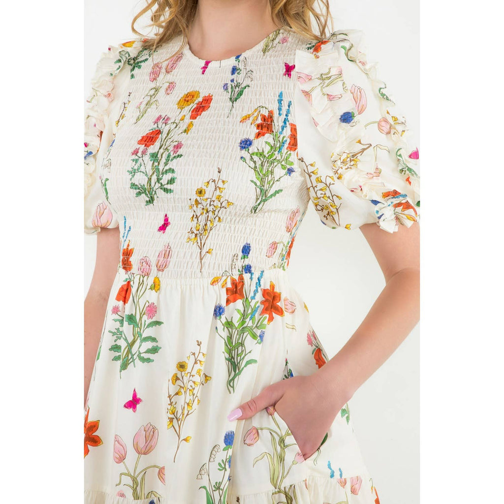 Organic Floral Smocked Dress