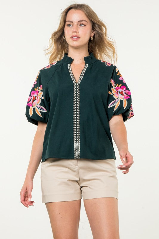 Hunter Embroidered Corduroy Top