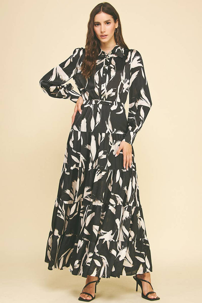 Black Abstract Print Dress