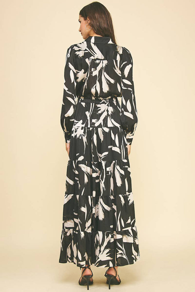 Black Abstract Print Dress