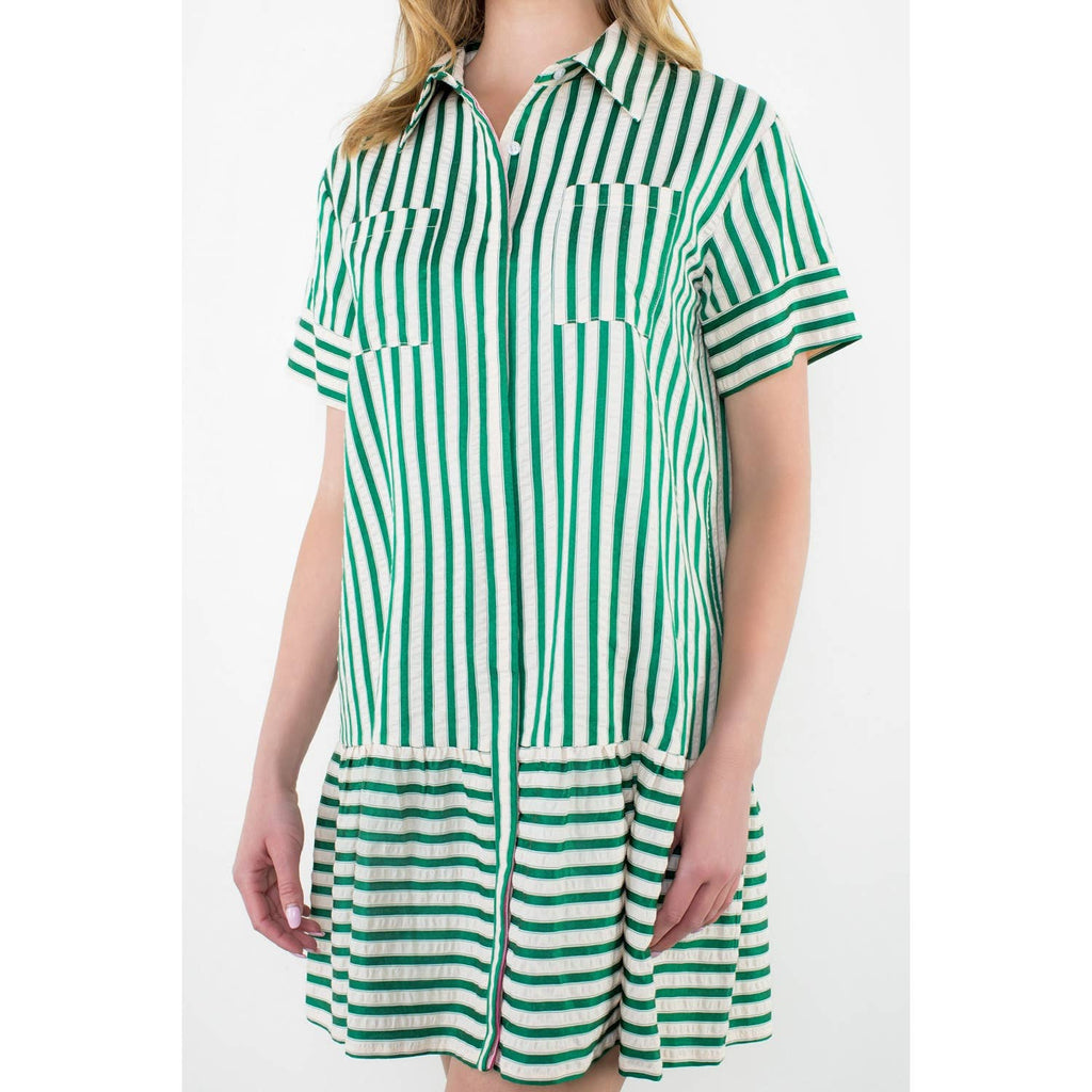 Green Striped Flapper Dress