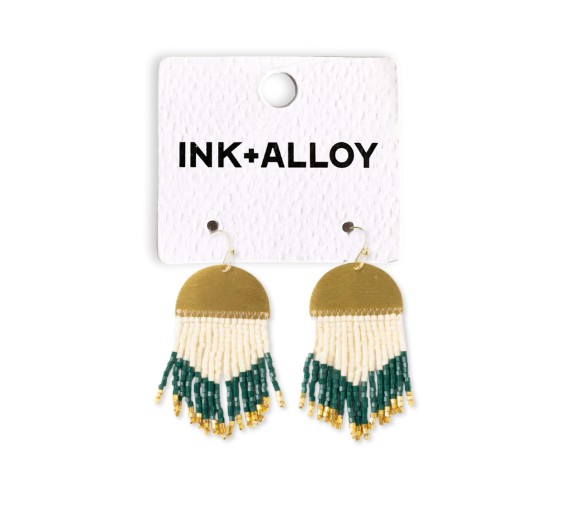 Claudia Curved Pattern Fringe Earrings