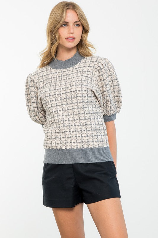 Cream Houndstooth Sweater