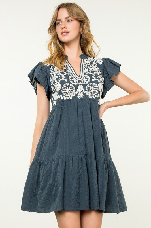 Frankie Embroidered Flutter Dress