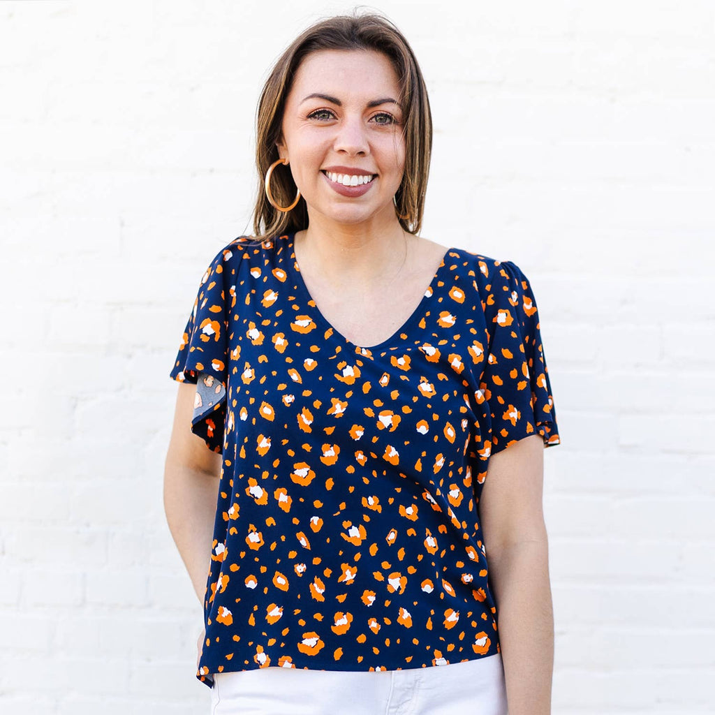 Paisley Top Navy Orange