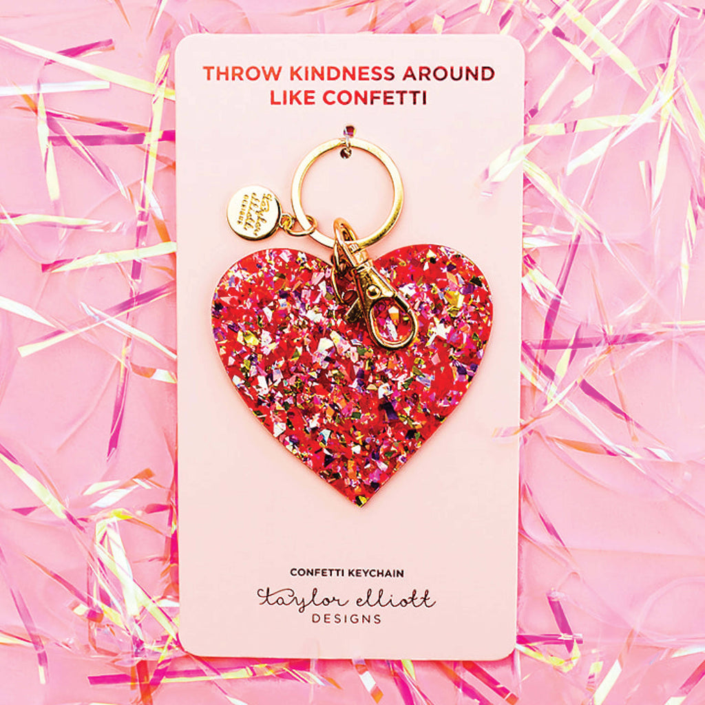 Heart Red Confetti Key Chain