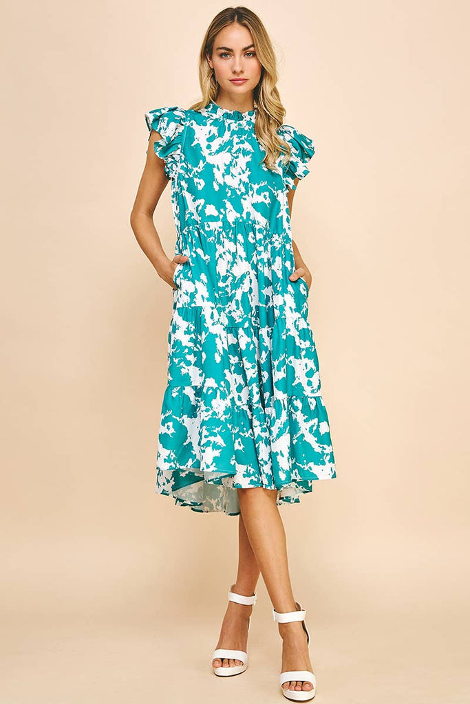 Jade Abstract Print Dress