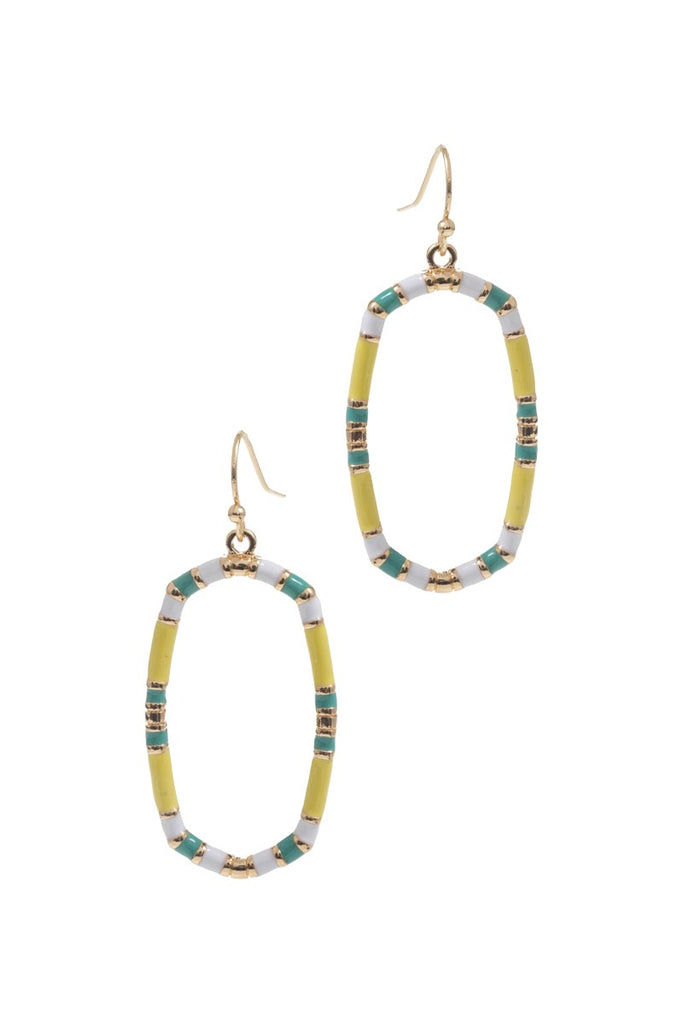 Color Block Oval Enamel Earrings