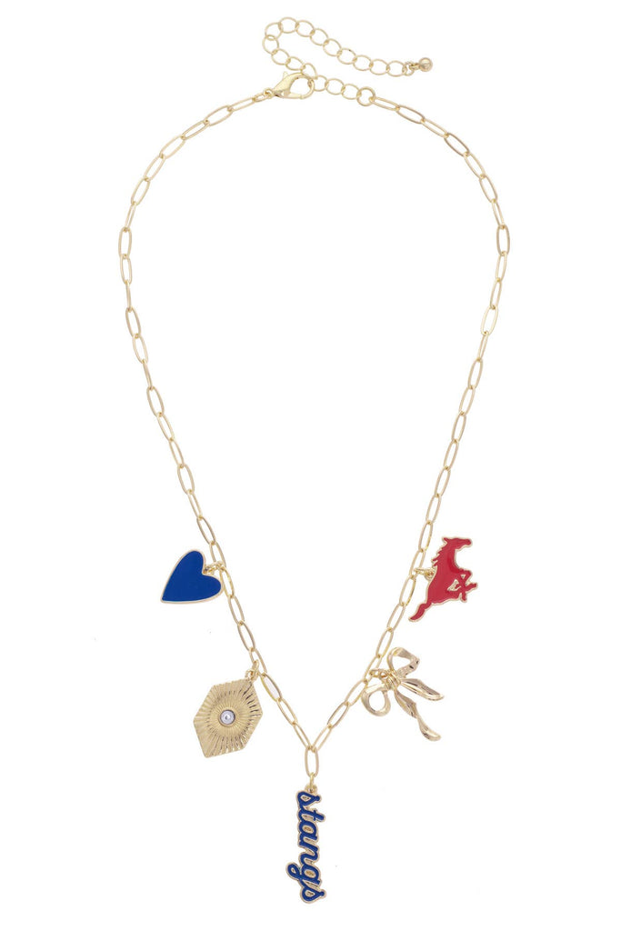 SMU Mustangs Paper Clip Charm Collector Necklace