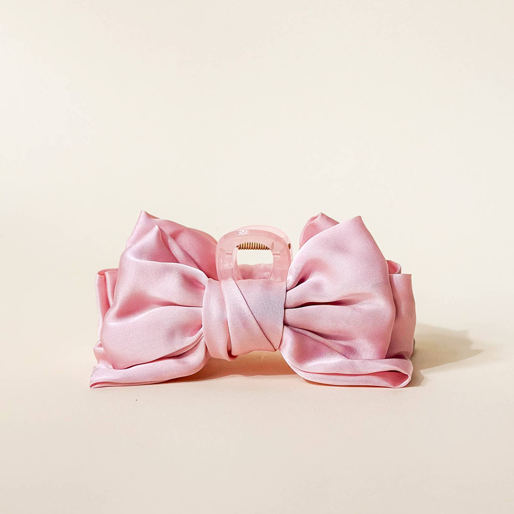 Satin Bow Claw Clip, Blush