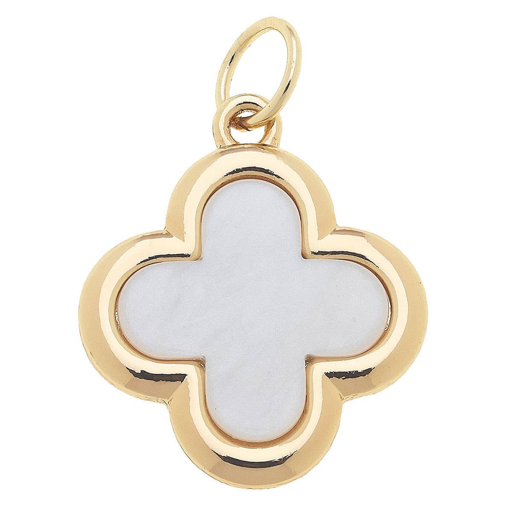 Cross Outline Charm in Mother of Pearl