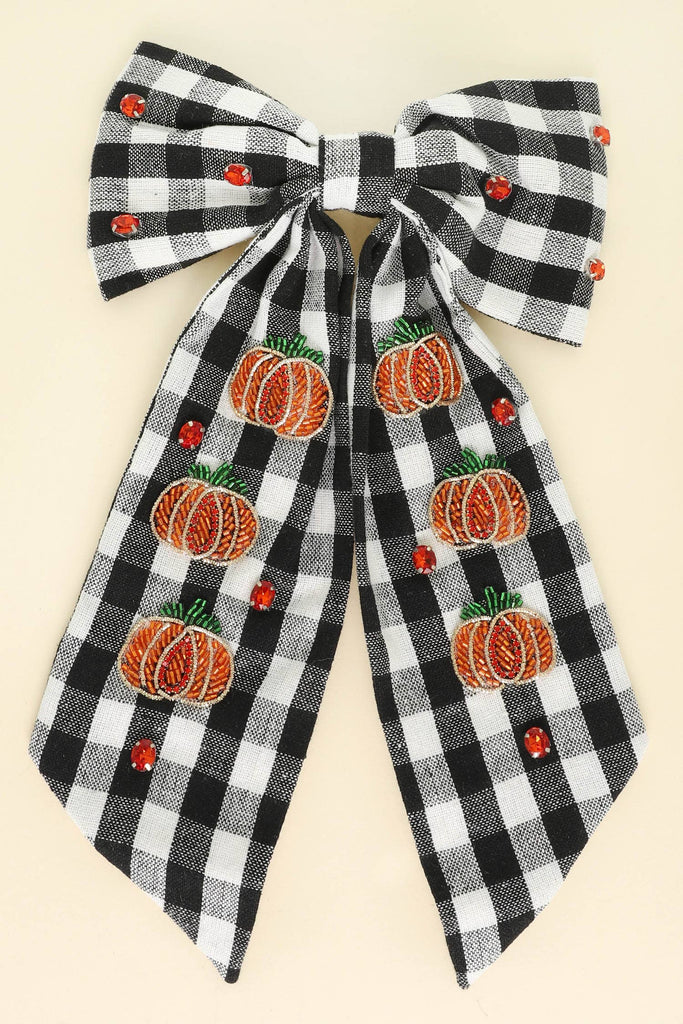 Halloween Plaid Pumpkin Bow