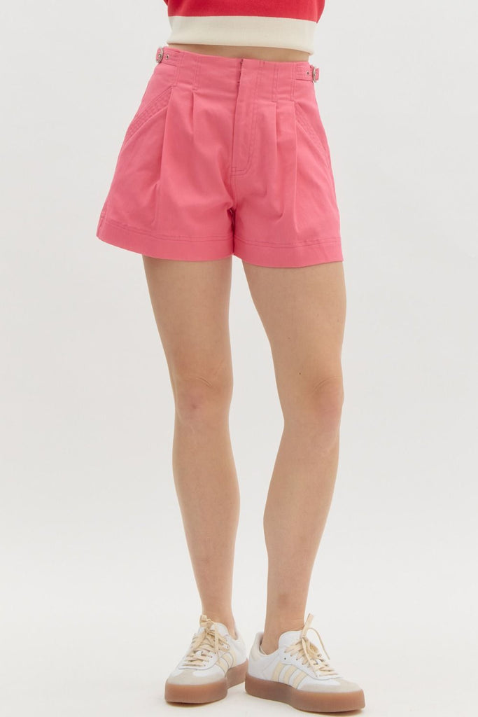 Pink Pleat Shorts