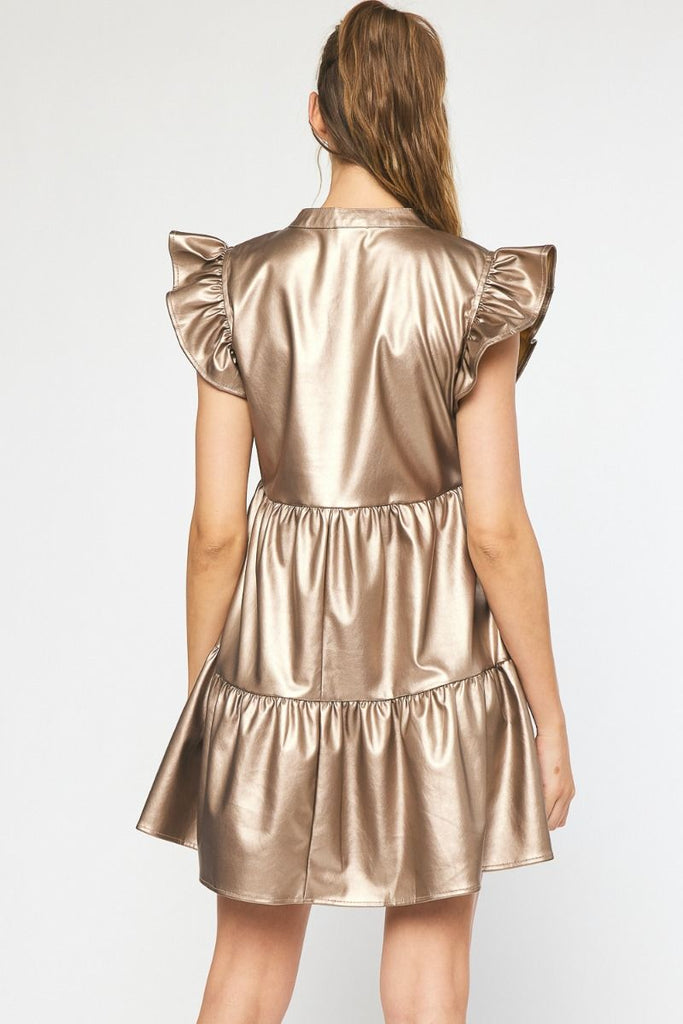 Golden Faux Leather  Dress