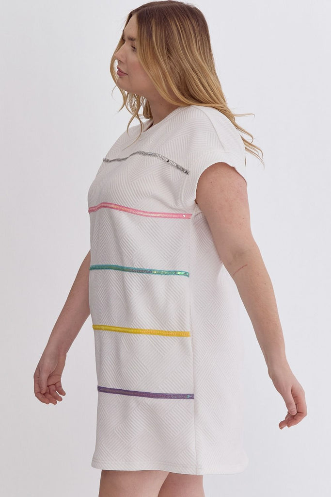 Criss Cross Sequin Striped Dress