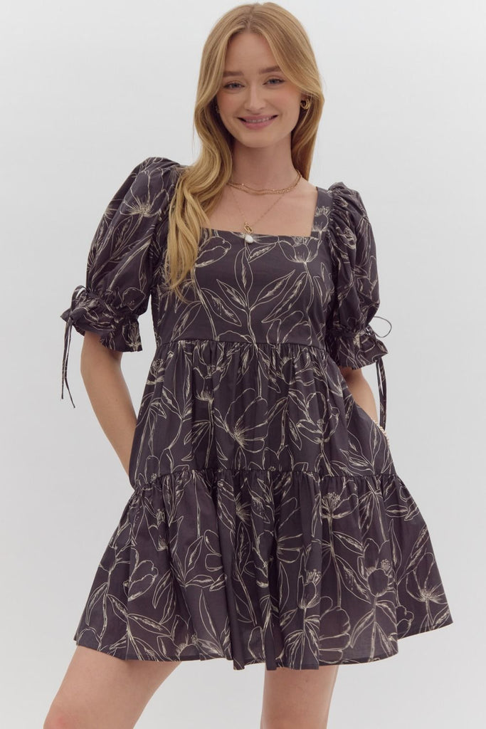 Charcoal Floral Dress