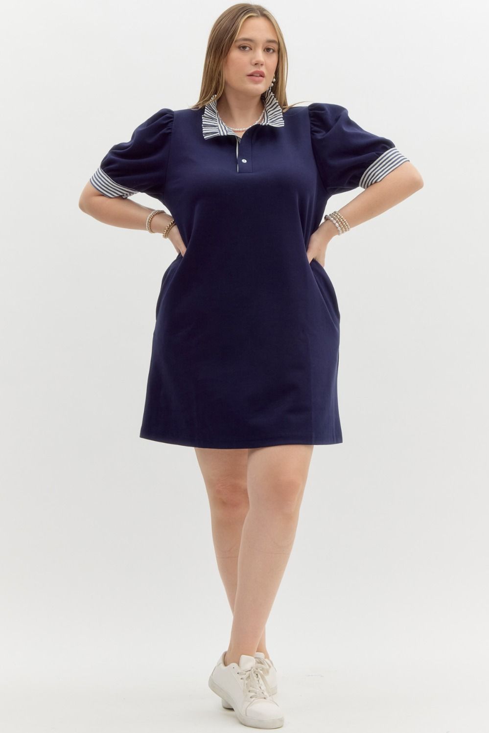 plus size polo shirt dresses Paola Polo Collared Mini Dress - Navy