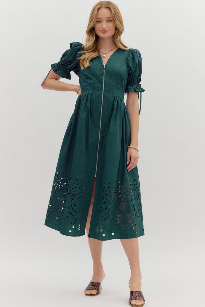 Teal Embroidered Savannah Dress