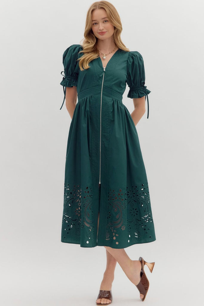 Teal Embroidered Savannah Dress