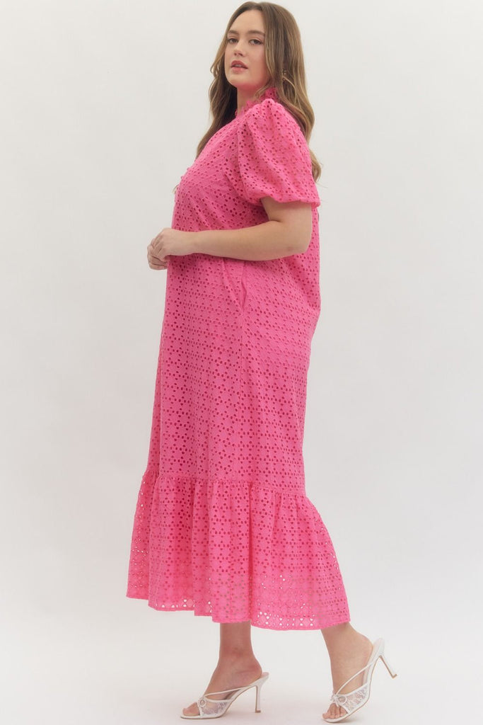 chinese dress ladies Anisa Eyelet Puff Sleeve Cutout Maxi Dress – VICI main image 0