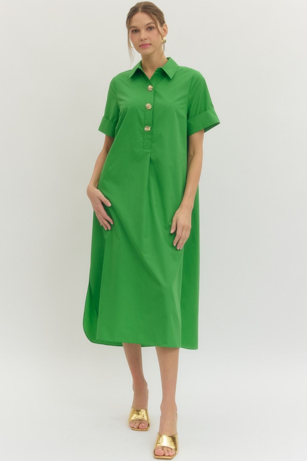 Pom Button Midi Dress Striped Box Boutique Pom Button Midi Dress Striped Box Boutique
