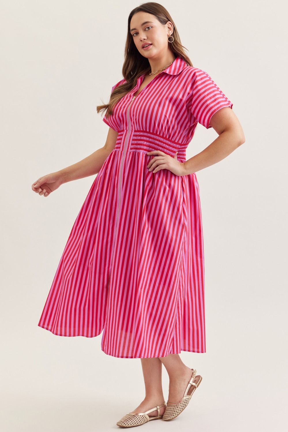 red and pink striped dress Red & Pink Stripe Savannah Dress