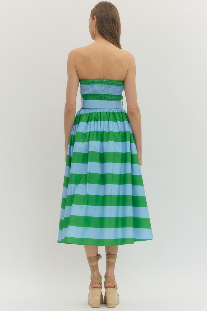 Green & Blue Color Block Dress – Striped Box Boutique