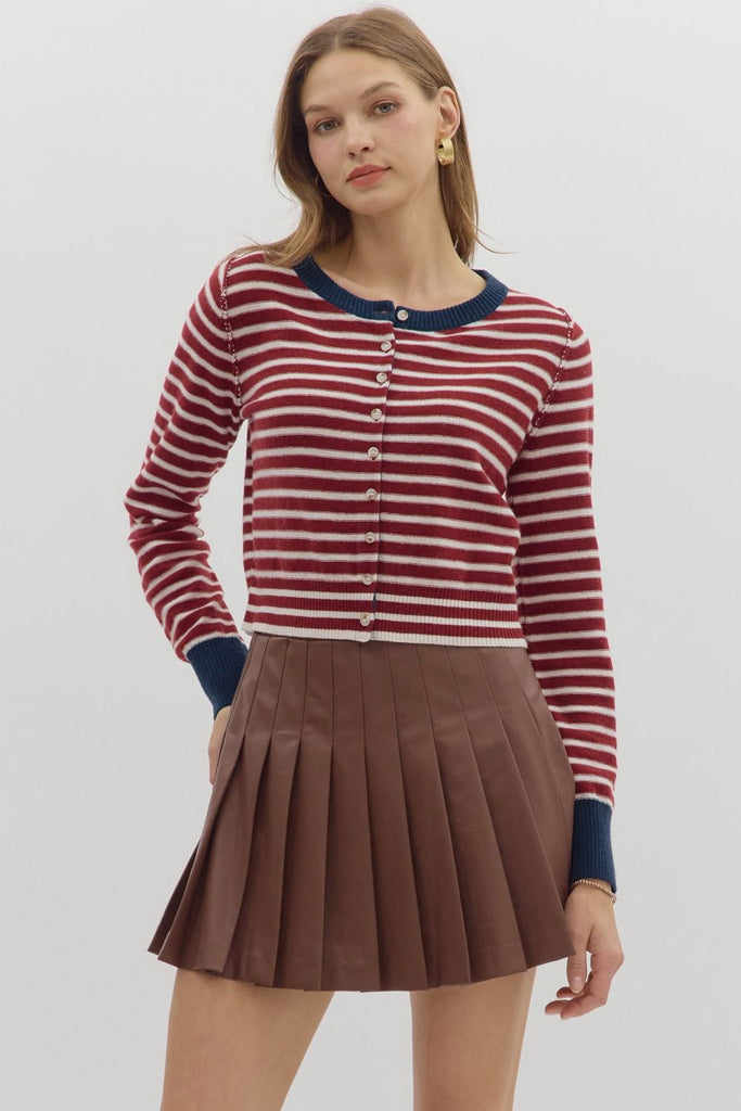 Contrasting Stripe Cardigan