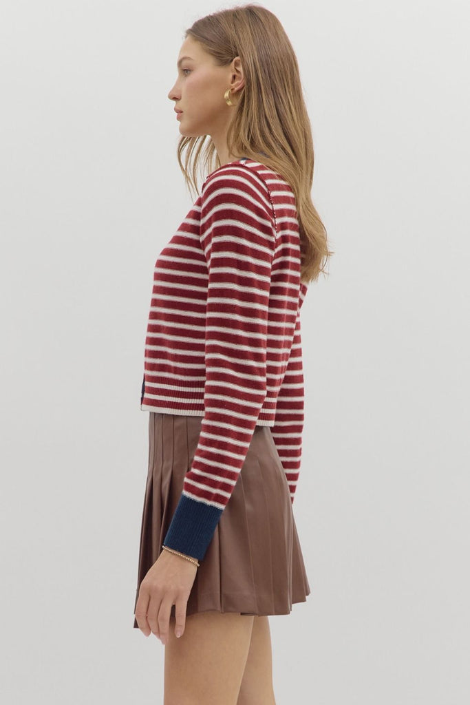 Contrasting Stripe Cardigan