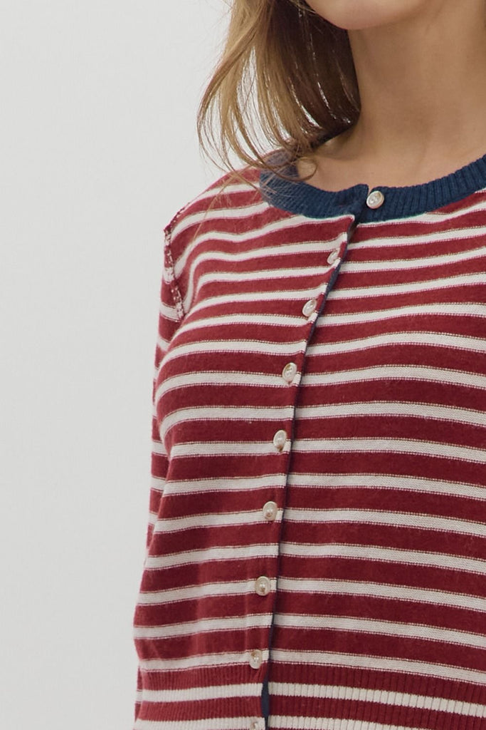 Contrasting Stripe Cardigan