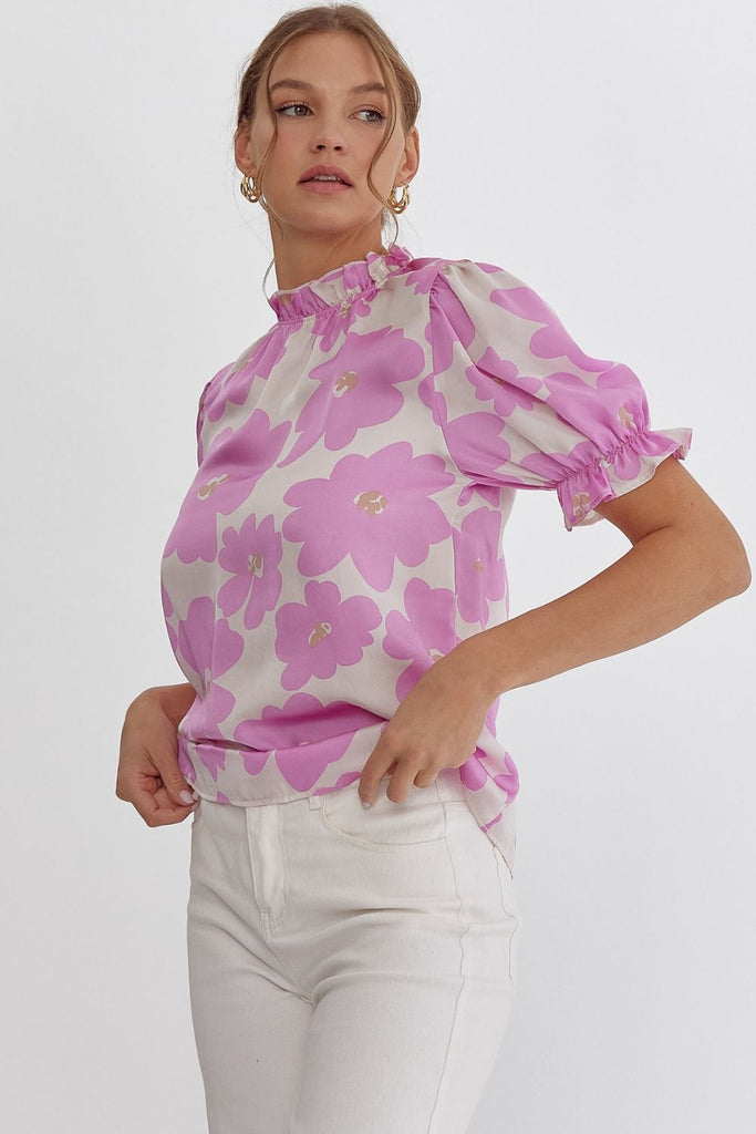 Pink Floral Pop Top