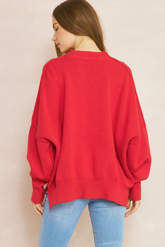 Red Relaxed Fit Sweater