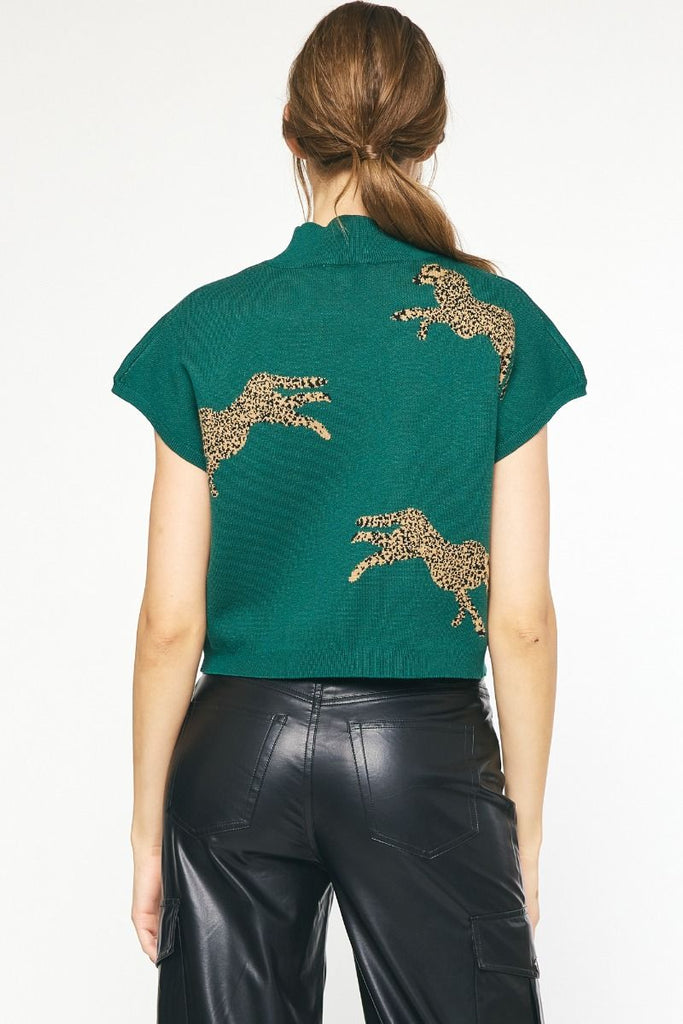 Leopard Mock Neck Sweater