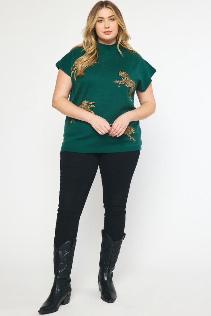 Leopard Mock Neck Sweater