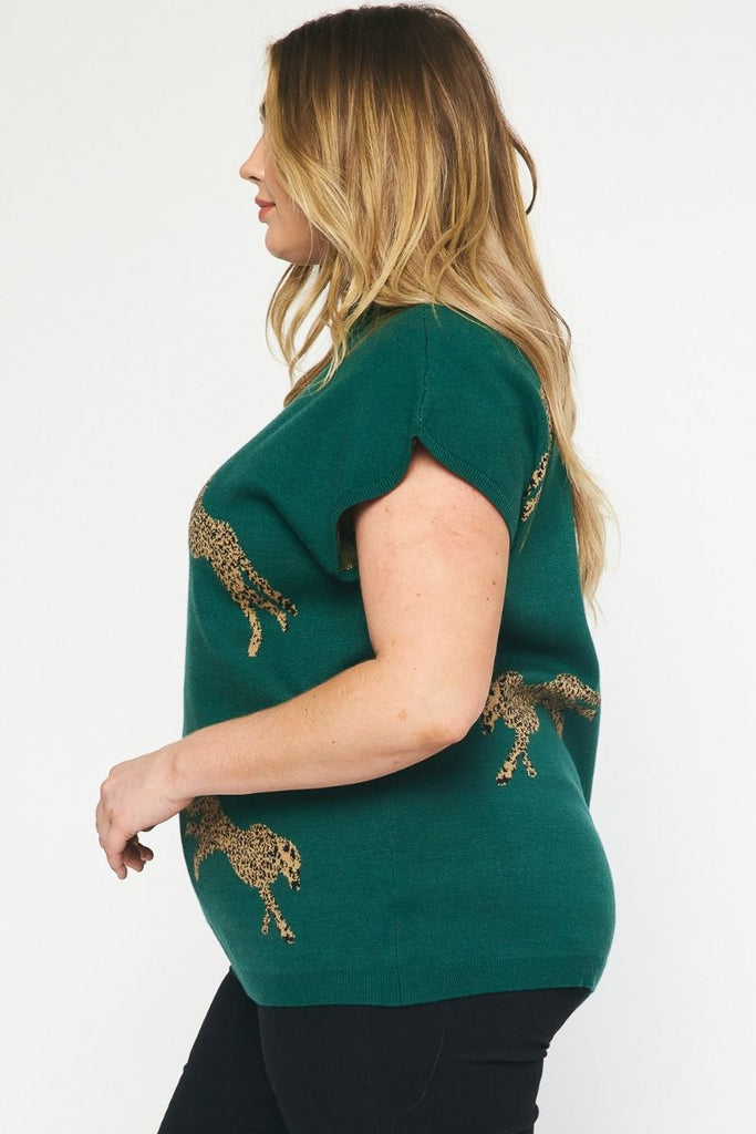 Leopard Mock Neck Sweater