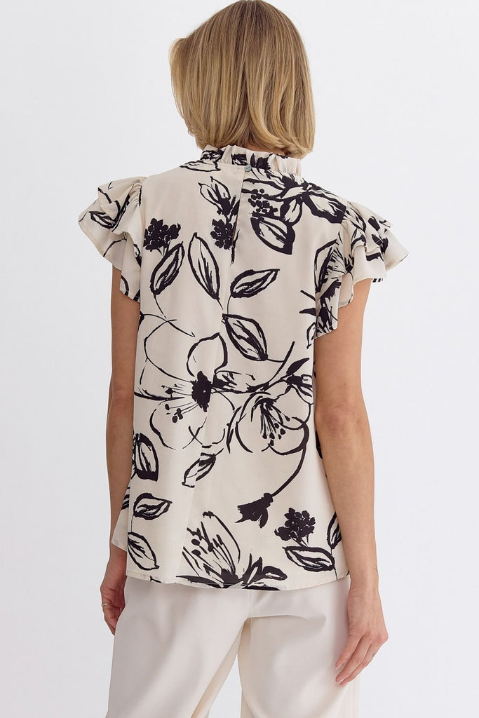 Black Abstract Floral Top