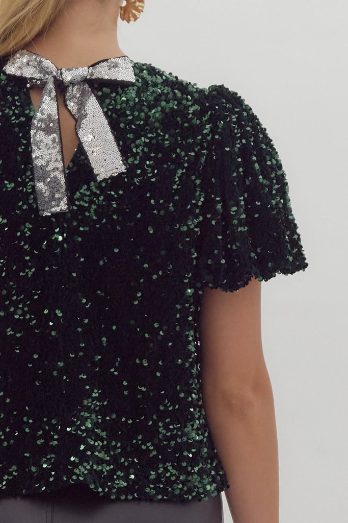 Sequin Tie Back Top