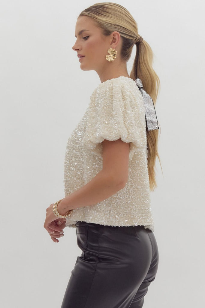 Sequin Tie Back Top