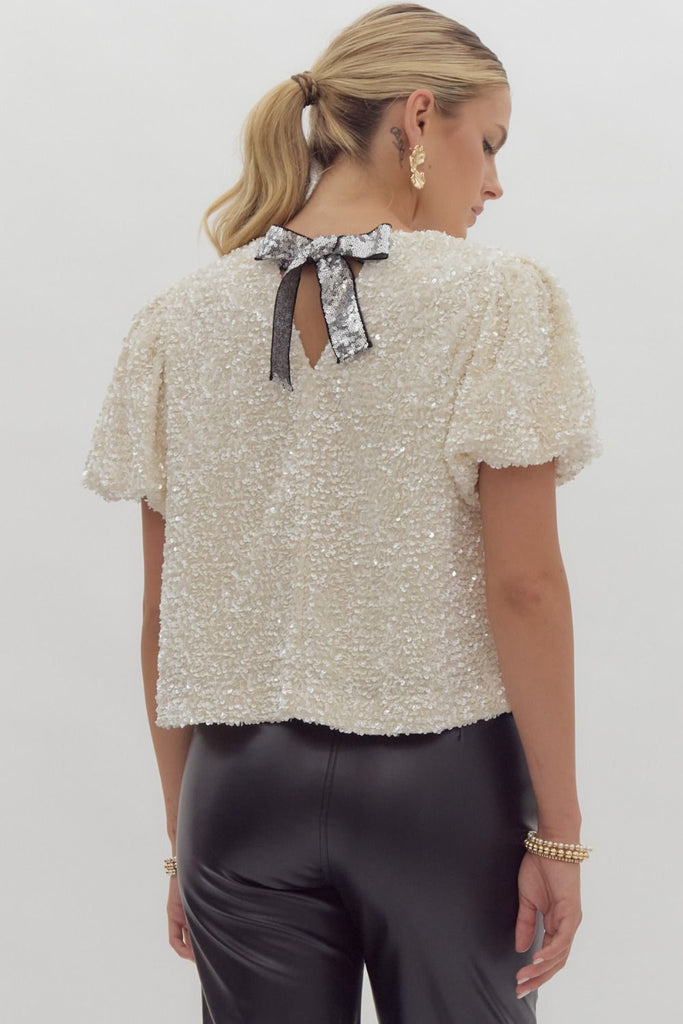 Sequin Tie Back Top