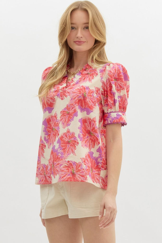 Red Floral Burst Top