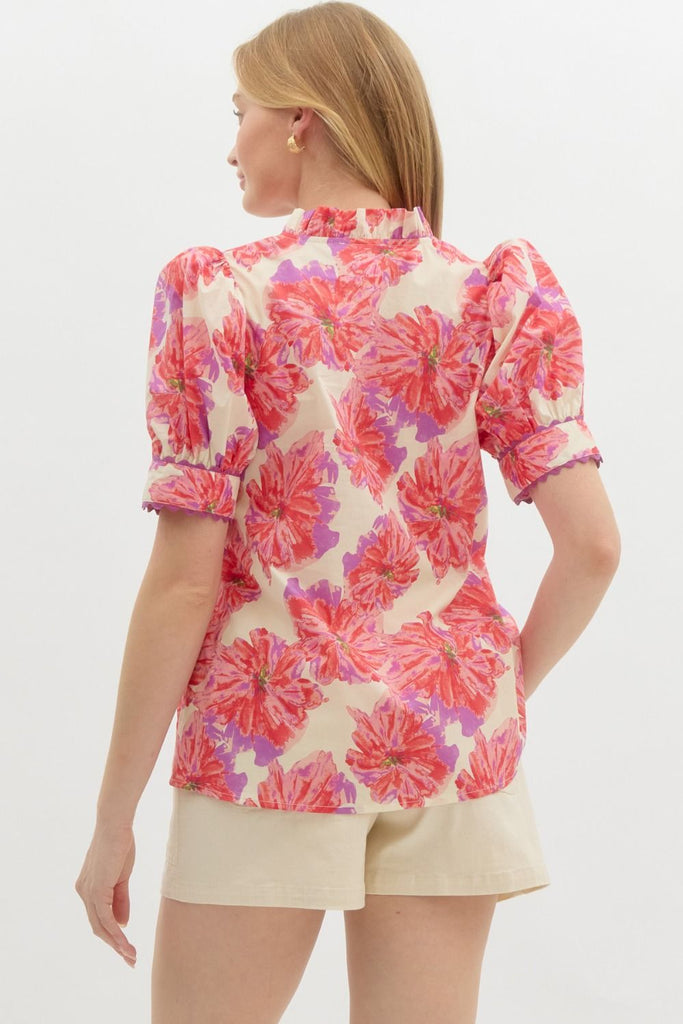 Red Floral Burst Top