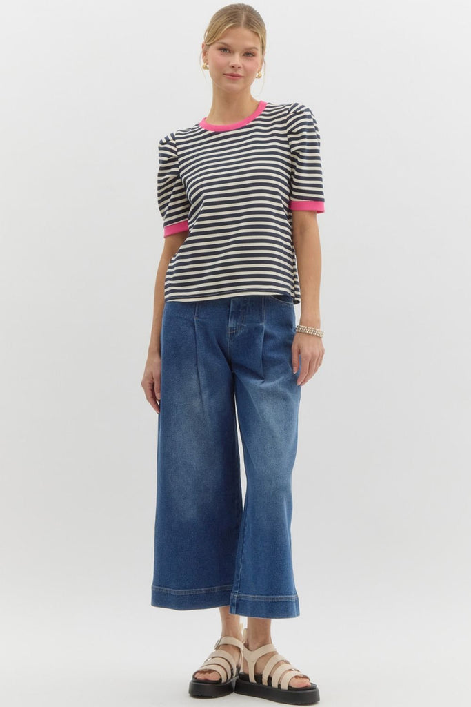 Navy Striped Top