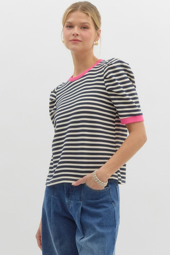 Navy Striped Top