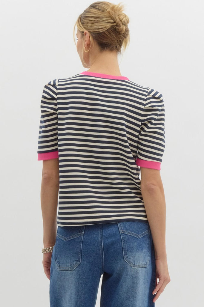 Navy Striped Top