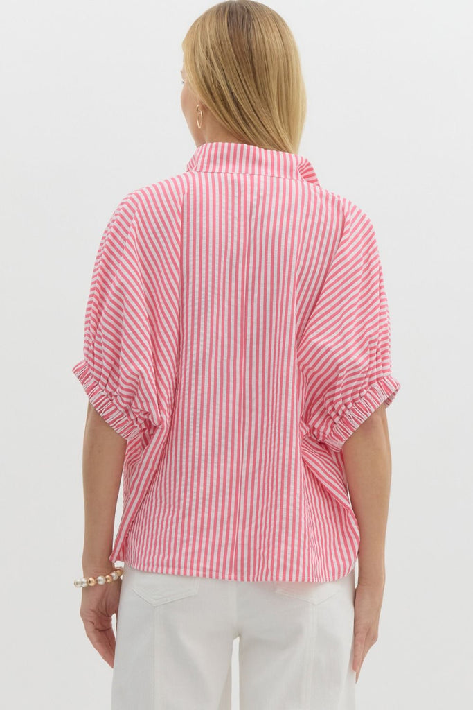 Pink Stripe Varsity Top