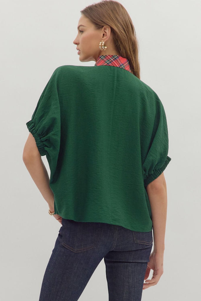 Noel Green Plaid Dolman Top