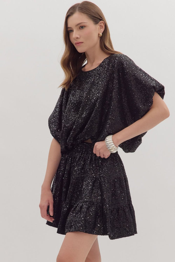 Sequin Dolman Sleeve Top