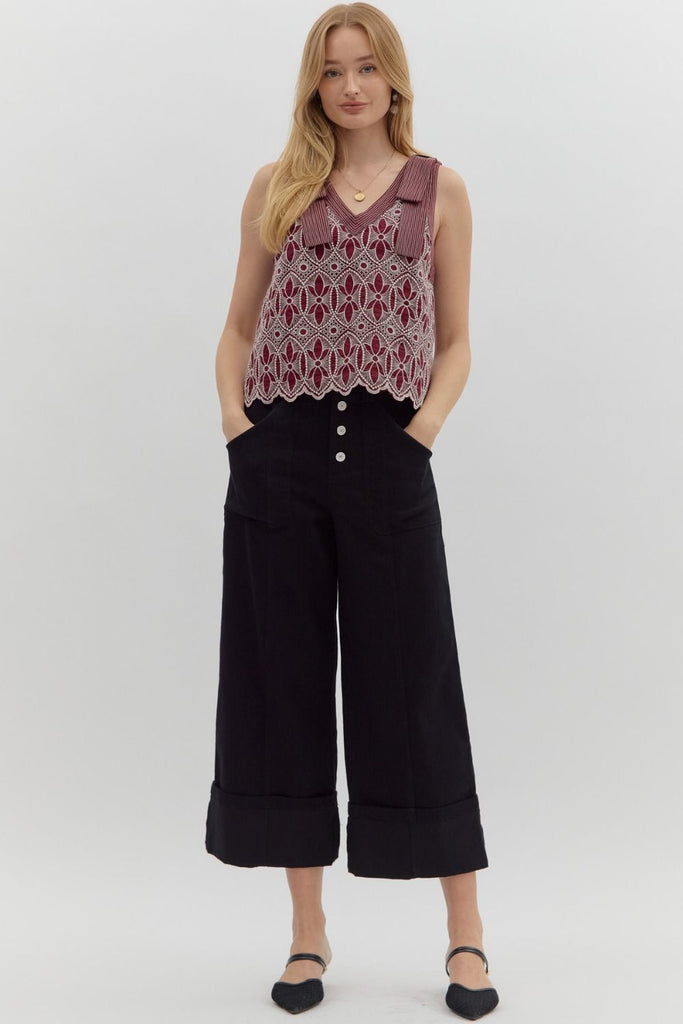 Floral Motif Embroidered Tank